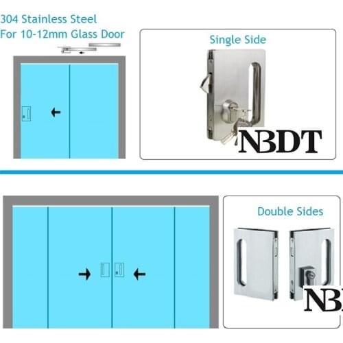 304 Stainless Steel Single Double Side Sliding Glass Door Hooking Lock With Keys Thumbturn Conceal Oval Finger Pull