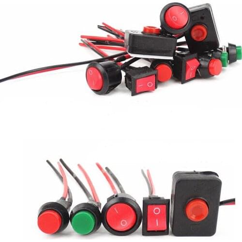 Car button small switch modified auto horns claxon headlight daytime running light switch with cable 12V/24V