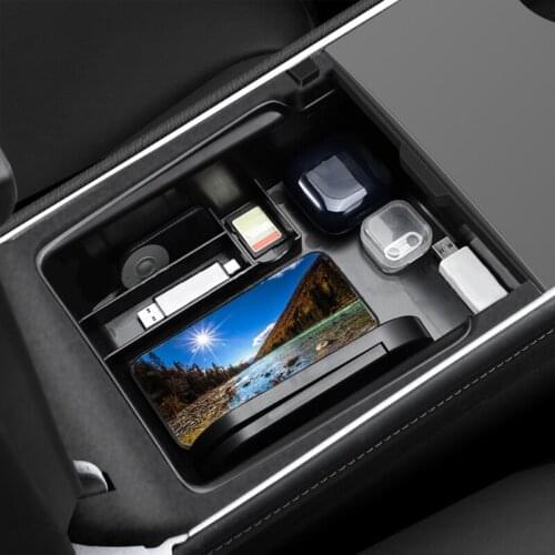 Anti-skid Center Console Organizer Drawer Box Black Flocking Car Interior Storage Box for Model Y New Accessories 85DF