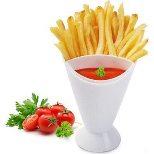 Self Stand 2 In 1 French Fry Cone With Dipping Cup Potato Tool Home Kitchen Potato Tool Tableware Potato Chip Cone Holder Cups