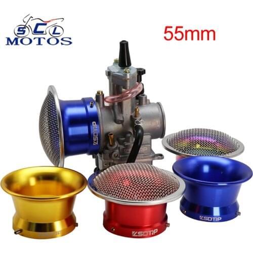 Sclmotos-55mm Modified Motorcycle Air Filter Wind Cup Horn Cup for Keihi PWK KOSO OKO Mikuni 32mm/34mm Carburetor For Yamaha KTM
