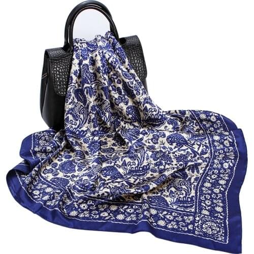 Women Fashion Sqaure Hijab Scarf Vintage Boho Style Paisley Print Shawl Stole Head Neck Kerchief Bandana 35"*35"