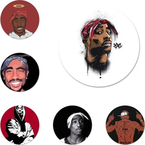 58mm 2Pac Tupac Shakur Icons Pins Badge Decoration Brooches Metal Badges For Backpack Decoration