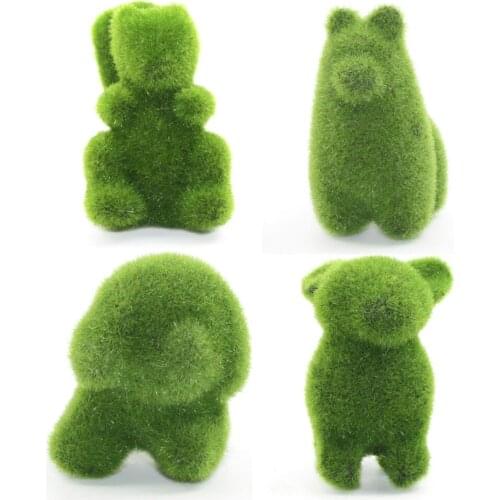 1Set Simulation Plant Green Mini Potted Plants Small Animal Bonsai Table-Top Decoration Office Grasses Rabbit Squirrel Bonsai