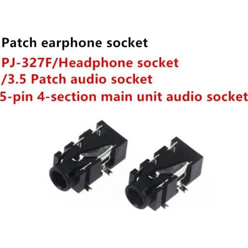 10pcs 3.5mm Headphone Jack Socket Connector 5 Pin 4 Section Audio Socket PJ-327F Patch Earphones Socket