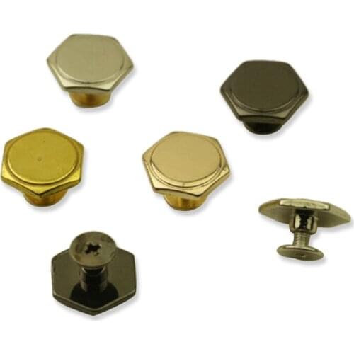 10 Pcs 8mm Leather Screws Metal Six Sides Rivets For Bags And Wallets Belt Screw Connection Bbuckle Hardware Accessories