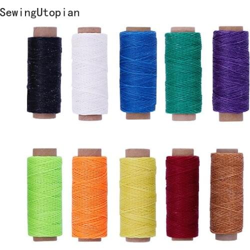 10PCS Durable 150D 50 Meters Leather Waxed Thread Cord for DIY Handicraft Tool Hand Stitching Thread Flat Waxed Sewing Line