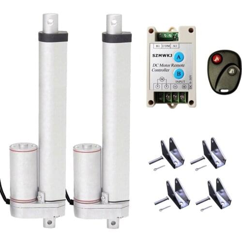 2 Linear Actuators 10" Stroke 100KG=1000N 220lbs Lift 12V DC Motor W/ Switchable Forward Reverse Controller Mounting Bracket Set