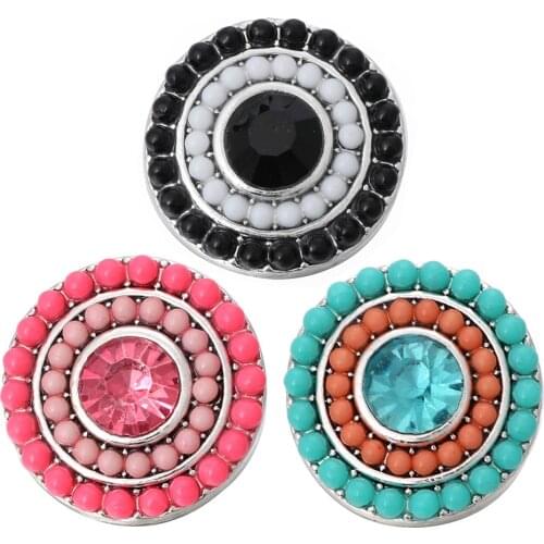 5pcs/lot New Snap Button Jewelry Colorful Bead Circle Round 18mm Snap Buttons Fit Snap Jewelry Bracelet Bangle Necklace Jewelry
