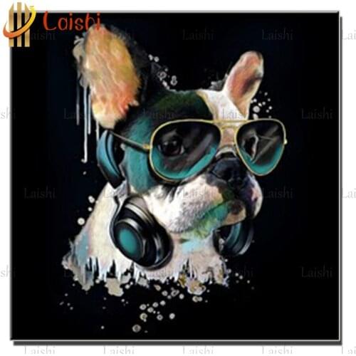 5D round square diamond embroidery Abstract fashion bulldog full sets diamond painting mosaic pictures rhinestones icon decor