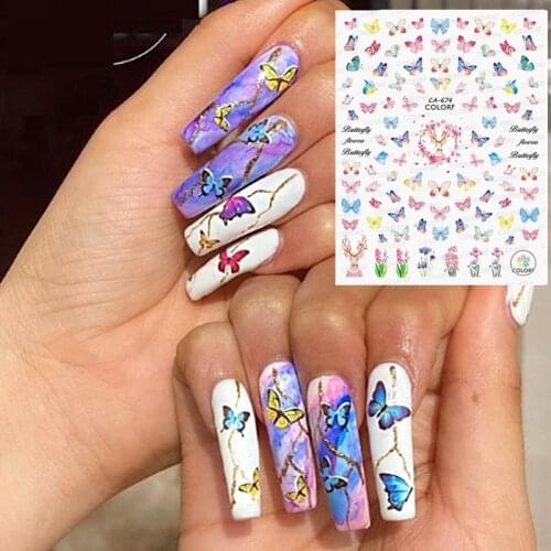 Butterfly 2021 SPRING newest series 3d Nail Art Stickers Decal Template Diy Nail Tool Decorations