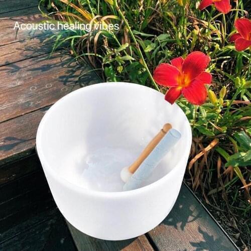 Meditation sound chakra bowl 11inch note c root chakra frosted quartz crystal singing bowl for healing