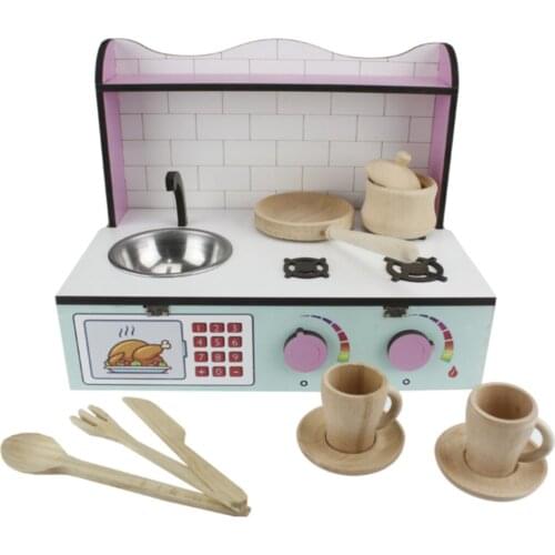 Wooden Desktop Childrens Kitchen Furnished