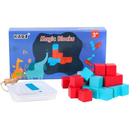 Wood Building Blocks Cube Toys Spatial Thinking Colorful Childrens Educational Space Thinking Creative Intelligence Development