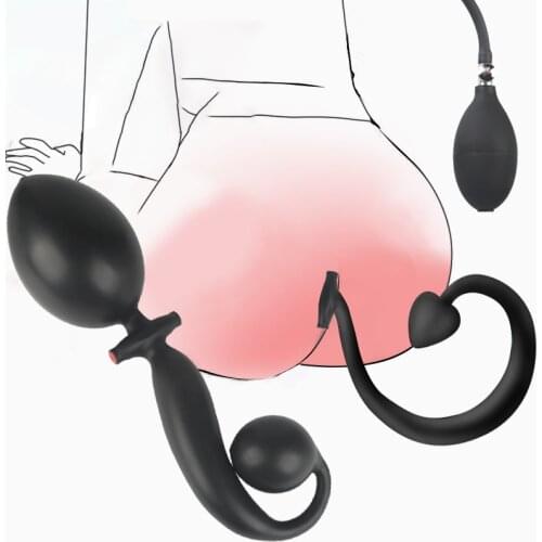 Double Head Inflatable Huge Anus Dilator Tail Pump Silicone Anal Plug Dildo Vagina Massage Butt Plug Prostate Massage Sex Toys