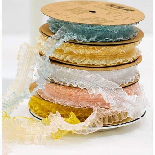 2.5cm Wide 10yards Elastic Frilled Edges Ribbon Handmade DIY Material Bouquet Flowers Bag Decoration Florist Flowers Accessories