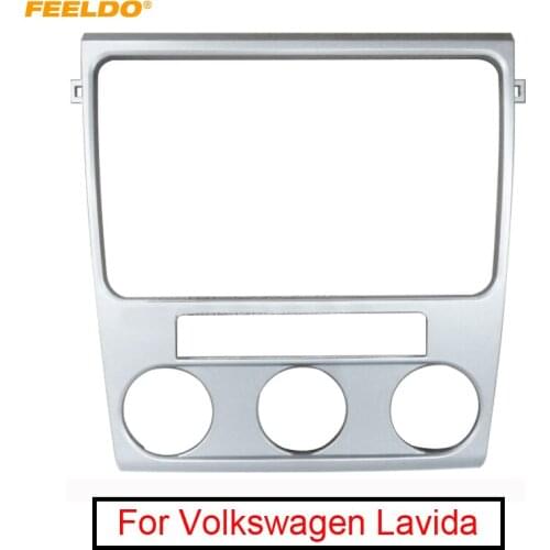FEELDO Silver Car Stereo Radio 2Din Fascia Frame for Volkswagen Lavida 2010-2012 Audio DVD Frame Face Plate Trim Bezel #2301