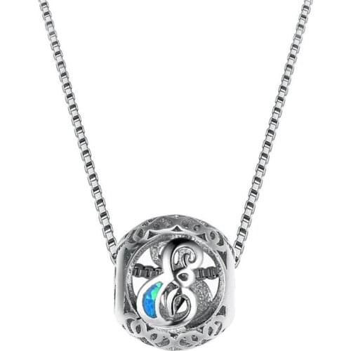 Dainty Design Letter D Pendants White Blue Opal Necklaces For Women Birthday Gift Vintage Fashion 925 Silver Rose Gold Necklace