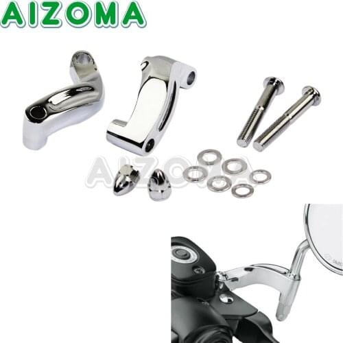 Chrome Mirror Relocation Extension Adapter Adaptor Kit For Harley Softail Dyna Super Glide FXD FXSTC FXDC FXCW 2006-2014