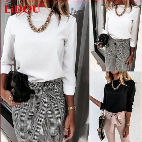 LIDOU Stand-up Collar Blouses