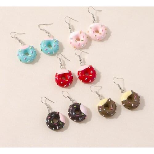 Lost Lady Cute Doughnut Drop Earrings for Women Geometric Round Pendant Earrings Wholesale Jewelry Female Bijoux Party Gift Girl