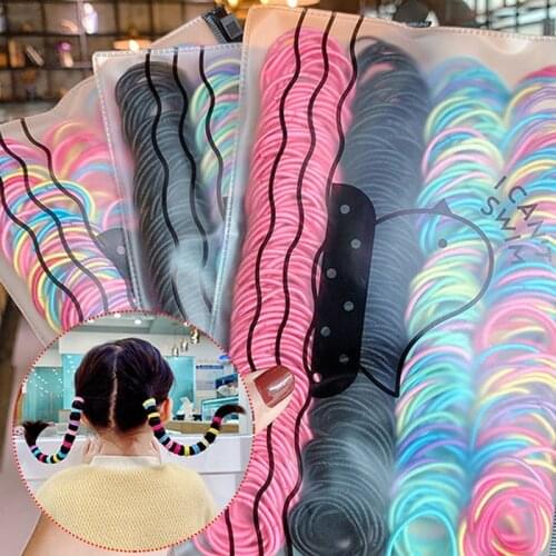 Girls Cute Colorful Basic Elastic Hair Bands Korea Cartoon Baby Hair Tie Small Rubber Band Convenient Hair Loop Hair Accessories