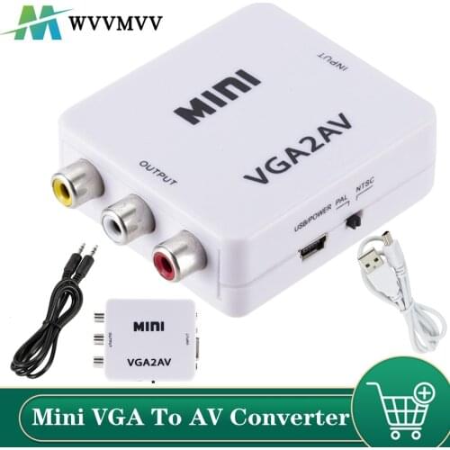 VGA to AV Mini Converter Adapter with 3.5mm Audio 1080P VGA to AV HD Converter Conversor For PC to TV HD Computer to TV