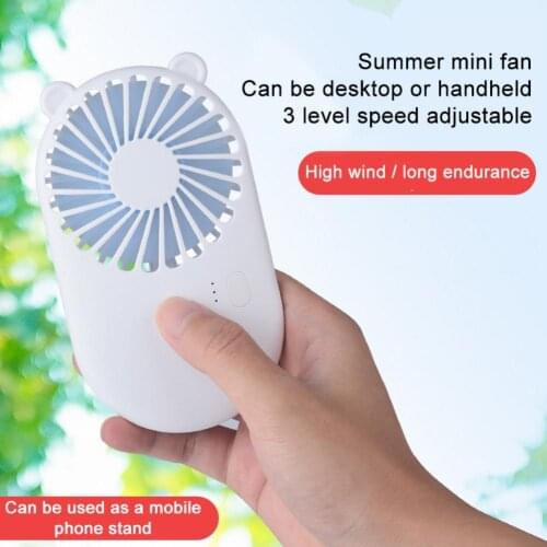 Mini Fan Cute Portable Fan Handheld USB Rechargeable Desktop Fans 3 Mode Summer Cooler For Outdoor Travel Office Desk Stand