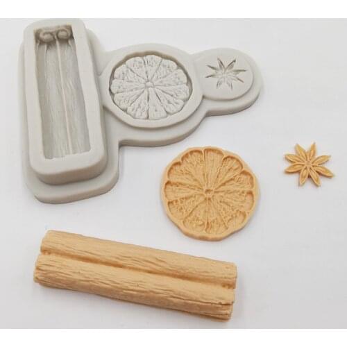 Minsunbak Cake Tools Beautiful Simulation Wood Silicone Mold Sliced Lemon Small Flower Shape Cake Decorated Chocolate Tool