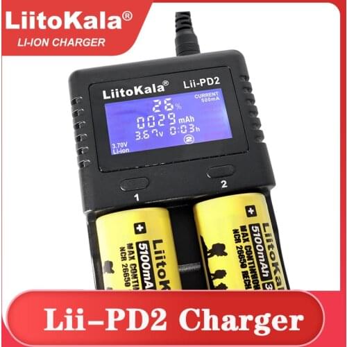 2021 New LiitoKala Lii-PD2 battery Charger for 18650 26650 21700 18350 AA AAA 3.7V/3.2V/1.2V lithium NiMH batteries