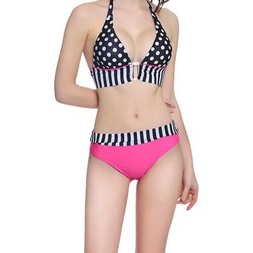 New Very Popular Matching Color Bikini Set Patchwork Swimsuit Dot Printed Women Two-Piece Bathing Swim Suit Split Swimwear DK32