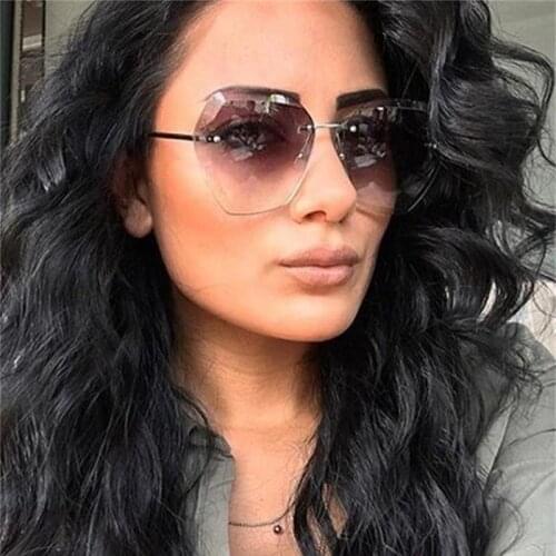 Transparent Gradient Sunglasses Women Oversized Clear Lens Sun Glasses Rimless Female Shades Luxury Brand Sunglass Oculos de sol