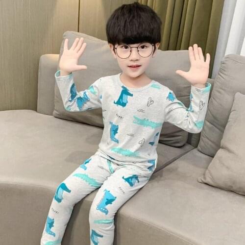 Girl Boys Pajamas Suits 2021 Cartoon Spring Summer Cotton Nightclothes Nightgowns Homewear Sleepwear Pajamas Sets Children Cloth