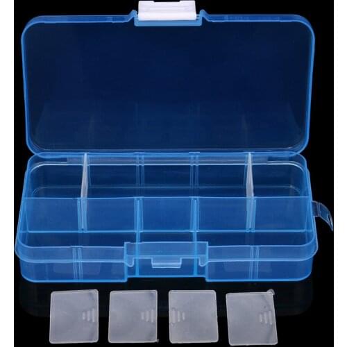 Plastic 10 Slots Adjustable Jewelry Storage Box Case Craft Organizer Bead Multi-Function Ring Jewelry Storage Display Organizer