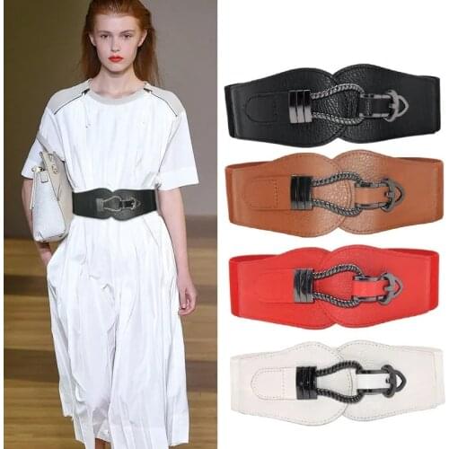 Metal Button Belt Fashion Women Ladies Retro Leather Waist Belt Body Belt Casual Girdle Female Waistband Vintage Dresses YD003
