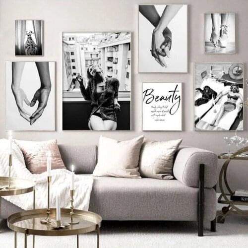 Retro Photographic picture Black and white poster Home Decor Nordic Canvas Painting Figure Minimalist Wall Art Print for Bedroom
