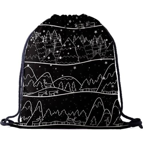 Drawstring Backpack fashion Women 3D printing travel softback men drawstring bags Santa new unisex Womens shoulder factory new