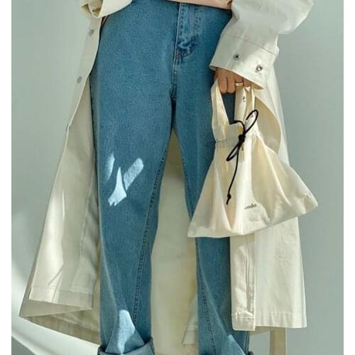 Girls' bag Korean Simple style Canvas Flap Ruched Vintage Solid Soft handbags purses for teenage girls