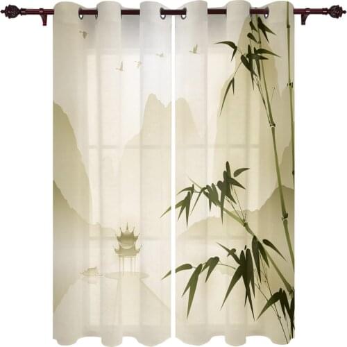 Landscape Bamboo Pavilion Outdoor Curtain For Garden Patio Curtains Bedroom Living Room Kitchen Bathroom Pergola Curtain