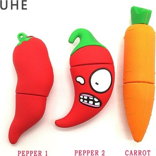 Cartoon vegetables usb flash driv 4GB 8GB 16GB 32GB 64GB carrot/pepper memory stick real capacity pen drive cute gifts pendrive