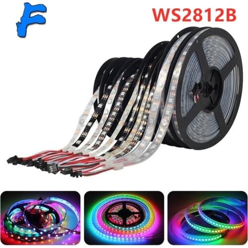 1m 2m 3m 4m 5m WS2812B WS2812 Led Strip,Individually Addressable Smart RGB Led Strip,Black/White PCB Waterproof IP30/65/67 DC5V