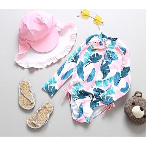 1-6 Years Princess Swimwear Toddler Girls Swimsuit UV Protection Childrens Bathing Suit Beach Long Sleeve Sunscreen Swimming
