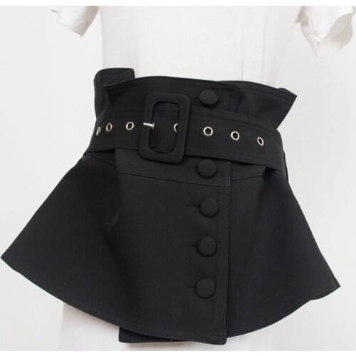 Women Waistband Button Belt Pin Spring Summer Fashion Trend Breasted Fabric Wide Decorative White Shirt shirt Dress New Design