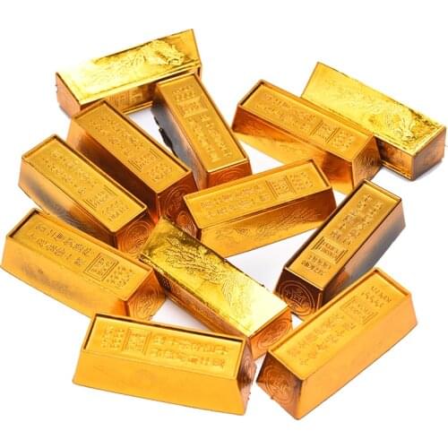 12pcs/set Feng Shui Auspicious Lucky Money Mascot Metal Crafts Gold Ingot Decoration DIY Crafts