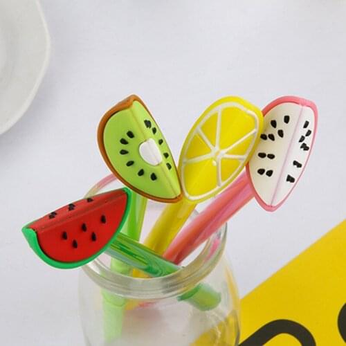 36PCS Cartoon Creative Fruit Neutral Pen Watermelon Kiwi Fire Dragon Fruit Lemon Black Water Pen Stationery