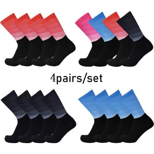 4pairs/set Summer Aero Gradient Cycling Socks Non-slip Silicone Summer Pro Racing Bike Socks Calcetines Ciclismo Hombre