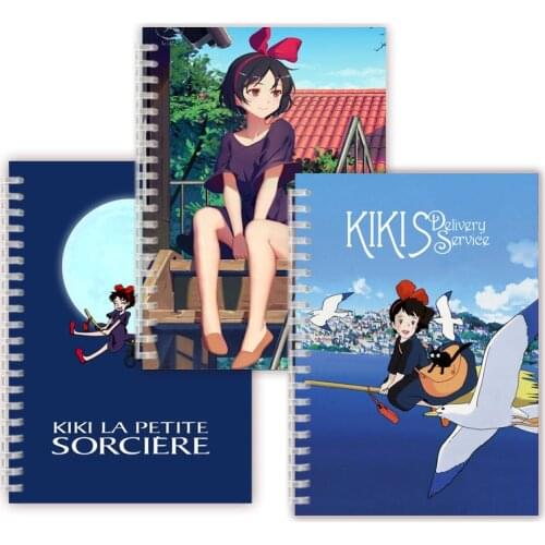A5 Spiral Notebook Note Book Hayao Miyazaki Anime Kiki - Kikis Delivery Service - Bakery Cat - Aesthetic Poster Cover Journal