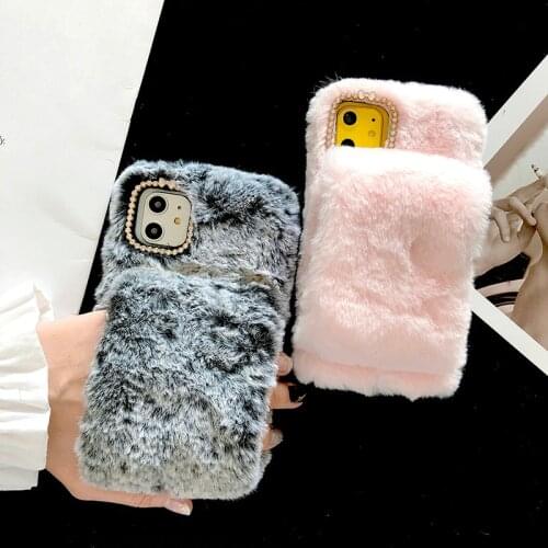 Warm Hands Rabbit Plush Case For iPhone 11 Pro Max 6 6s 7 8 Plus Glove Design Furry Cover For iPhone X 10 XR XS Max Phone Cases