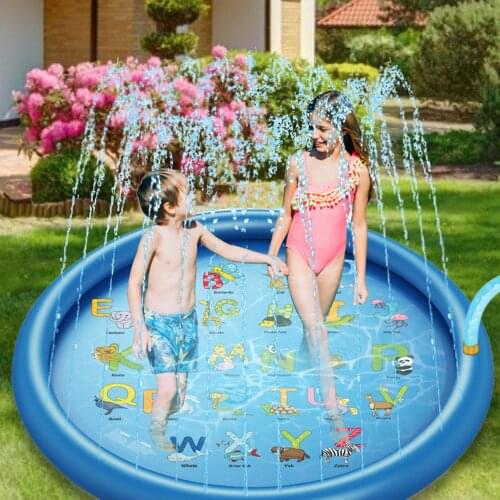 Splash Play Mat Kids Inflatable Water Spray Pad Round Water Splash Play Pool Playing Sprinkler Mat Water Play Mats For Kids Gift