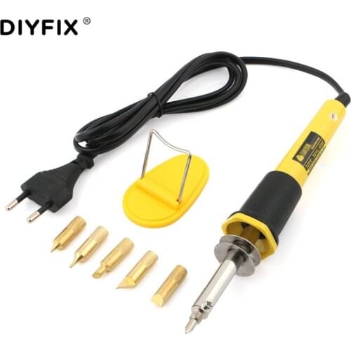 DIYFIX 40W Soldering Iron Carving Pyrography Tools Set Wood Working Embossing Burning Pen Welding Tips Kit